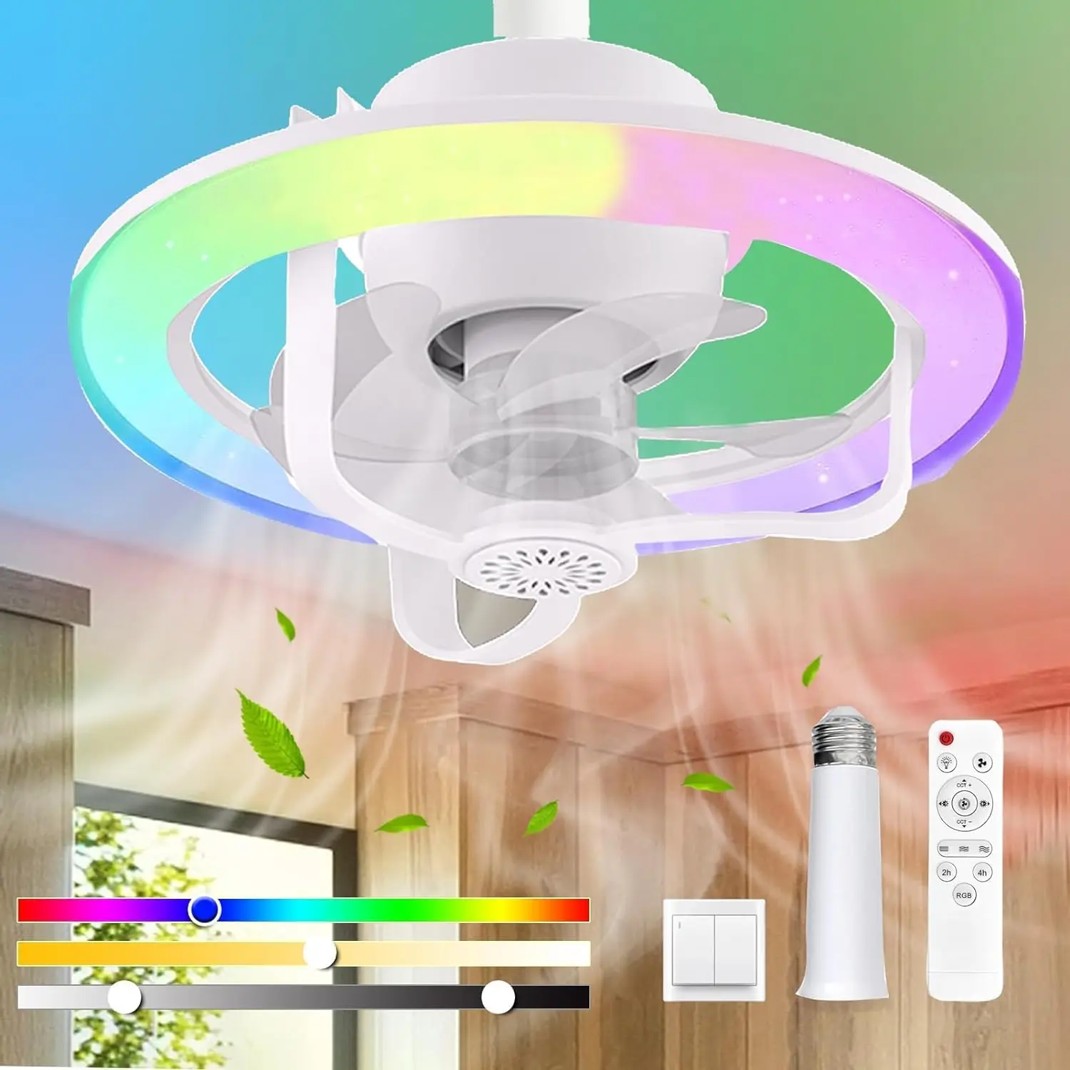 Fan Hub Rgb Controller - Bohlam kipas langit-langit E27, dengan lampu