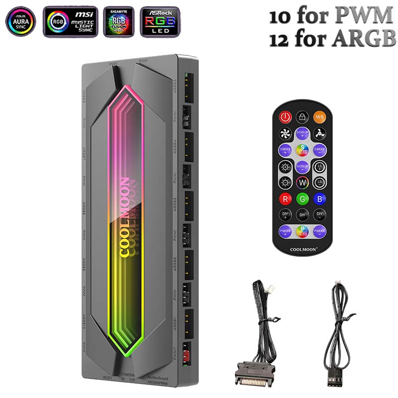 ARGB & PWM 22 Splitter Hub Con - Fan Hub Rgb Controller ulasan dan harga