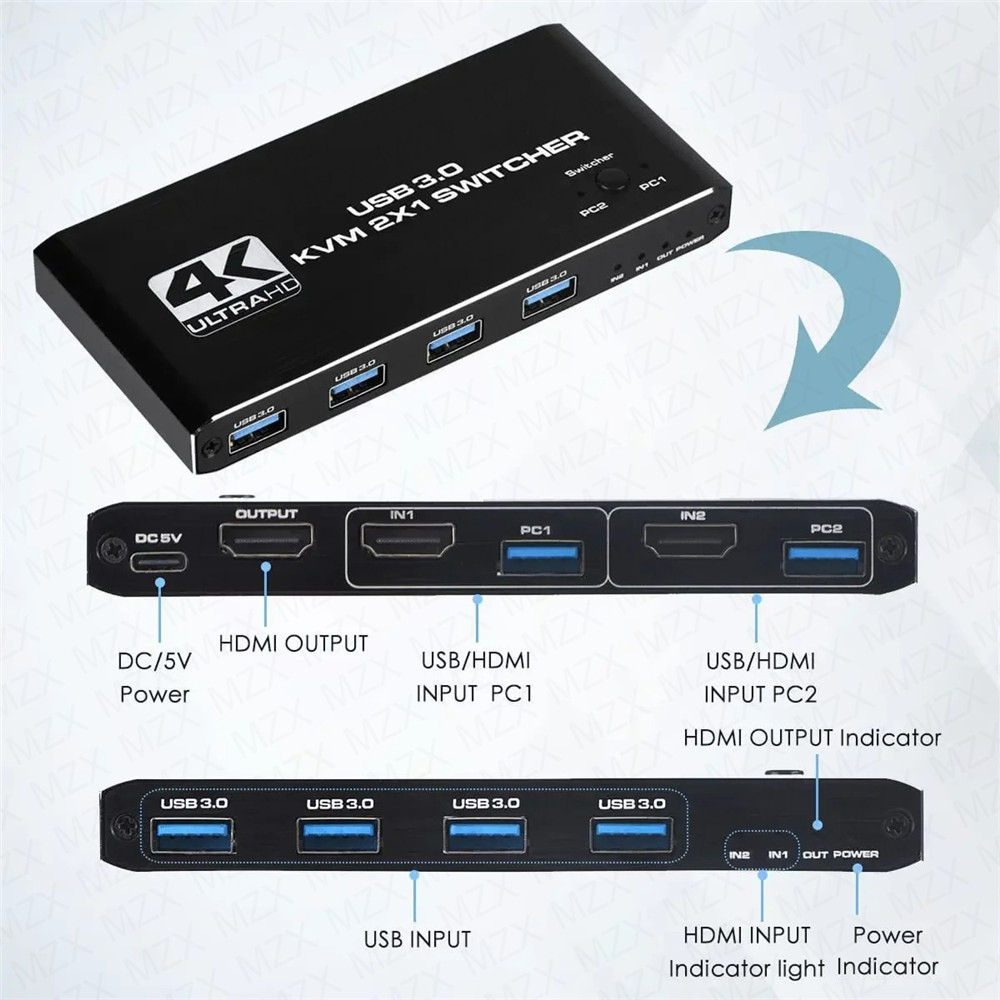 KVM Switch 4K 60Hz Switcher US - Gaming Accessories Storage ulasan dan harga